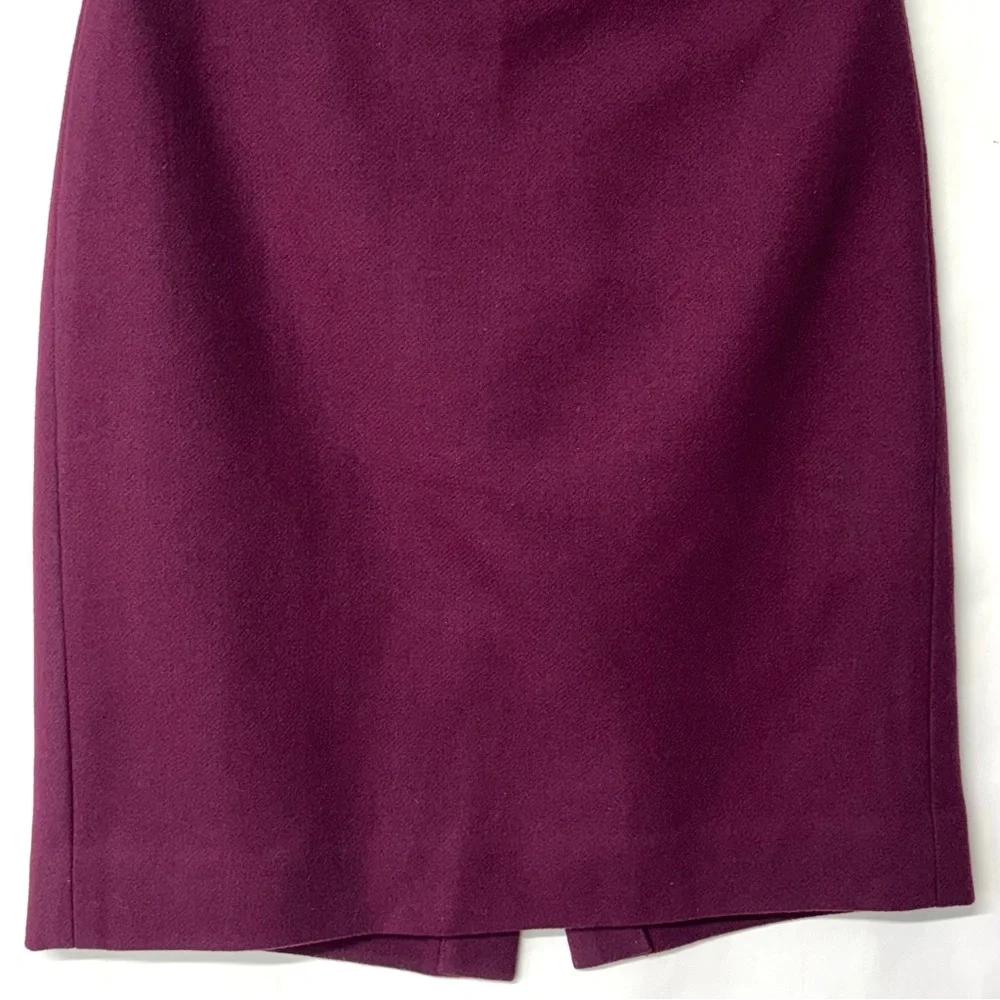 J. Crew Wool Blend The Pencil Skirt Straight Burgundy Wine Red Size 2 - Picture 4 of 17